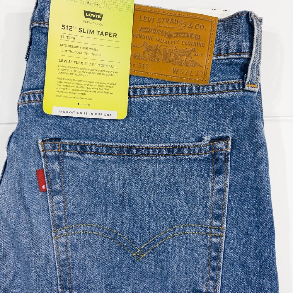 *NWT* Levi's 512 Men's Jeans 32x32 Blue Slim Taper Fit Denim - Picture 1 of 12